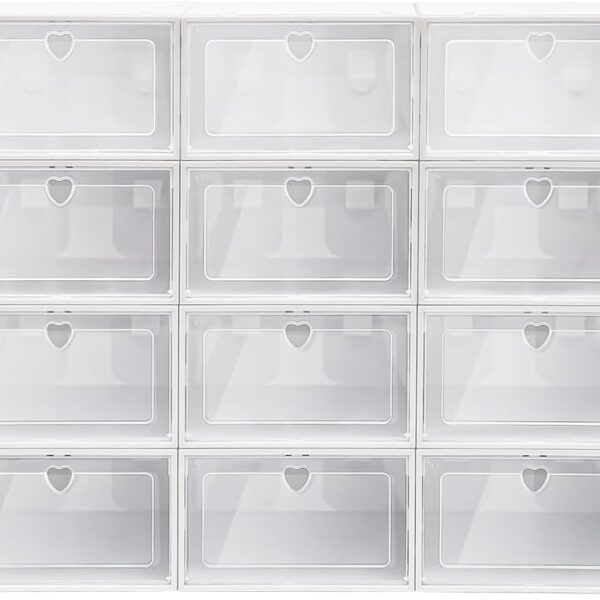 20-Pack Clear Foldable Stackable Shoe Box Drawer Organiser