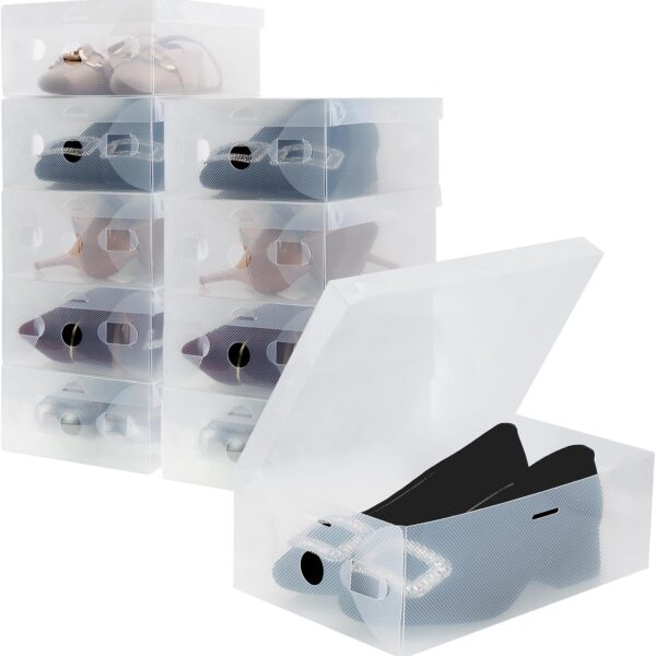 10-Piece Kids and Women's Foldable Clear Shoe Boxes