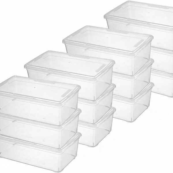 12-Pack 6-Quart Clear Stackable Shoe Storage Bins