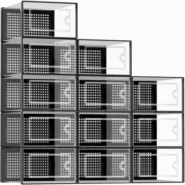 Extra-Large Clear Stackable Shoe Organiser, 12-Pack